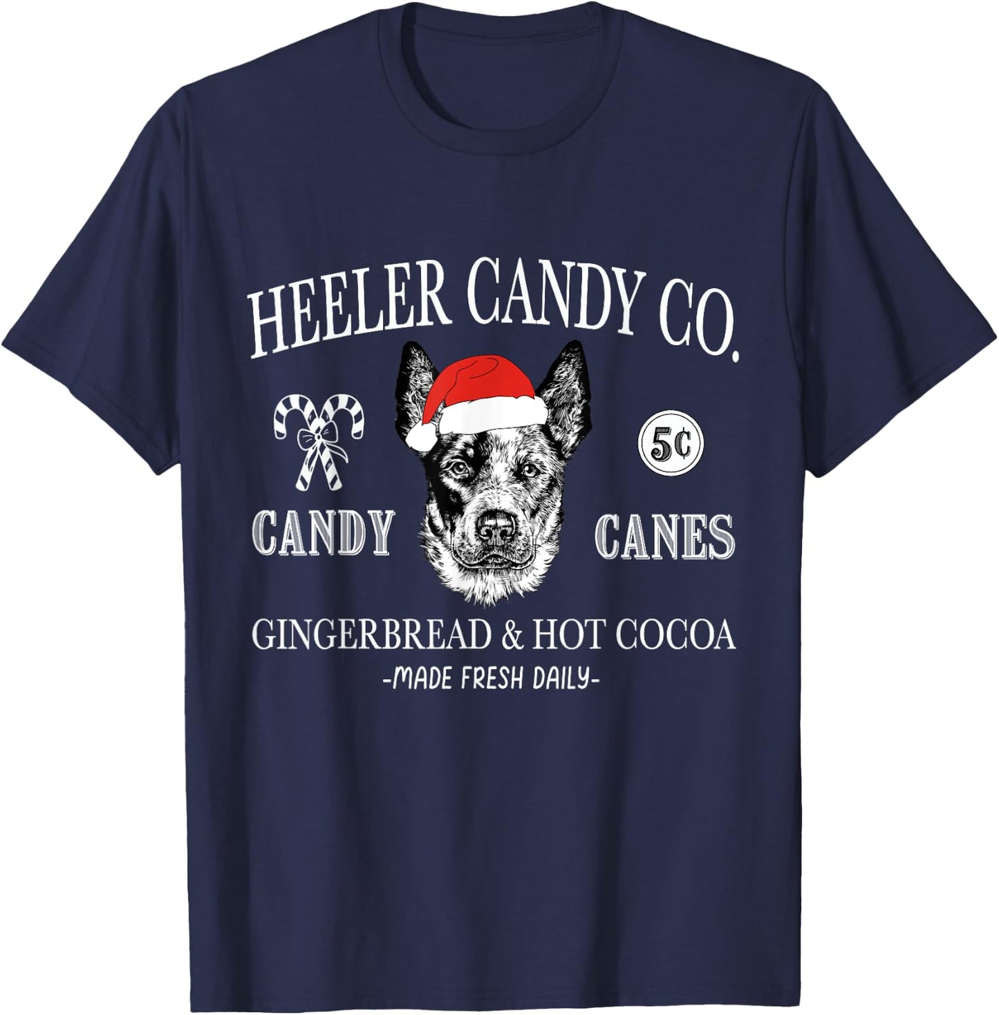 Funny Santa Australian Cattle Dog Christmas Vintage Holiday Men Women Kids T-Shirt - T-Shirt | Navy