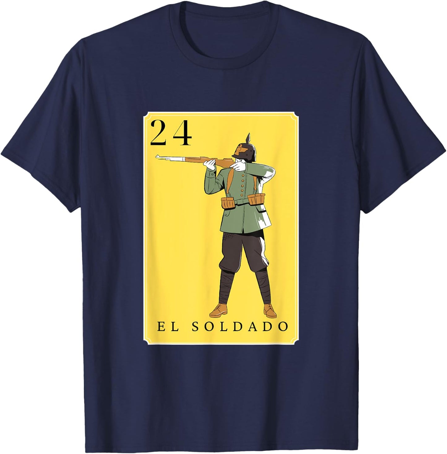 El Soldado Funny Spanish-Mexican Bingo Cards The Soldier T-Shirt - T-Shirt | Navy