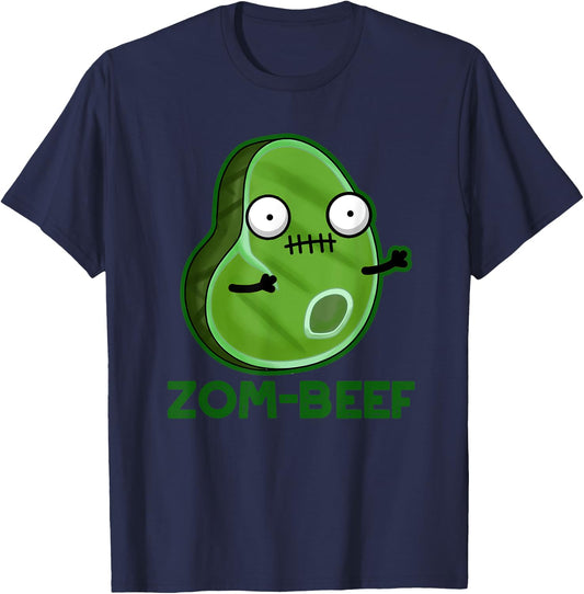 Zom-beef Funny Zombie Beef Pun T-Shirt - T-Shirt | Navy