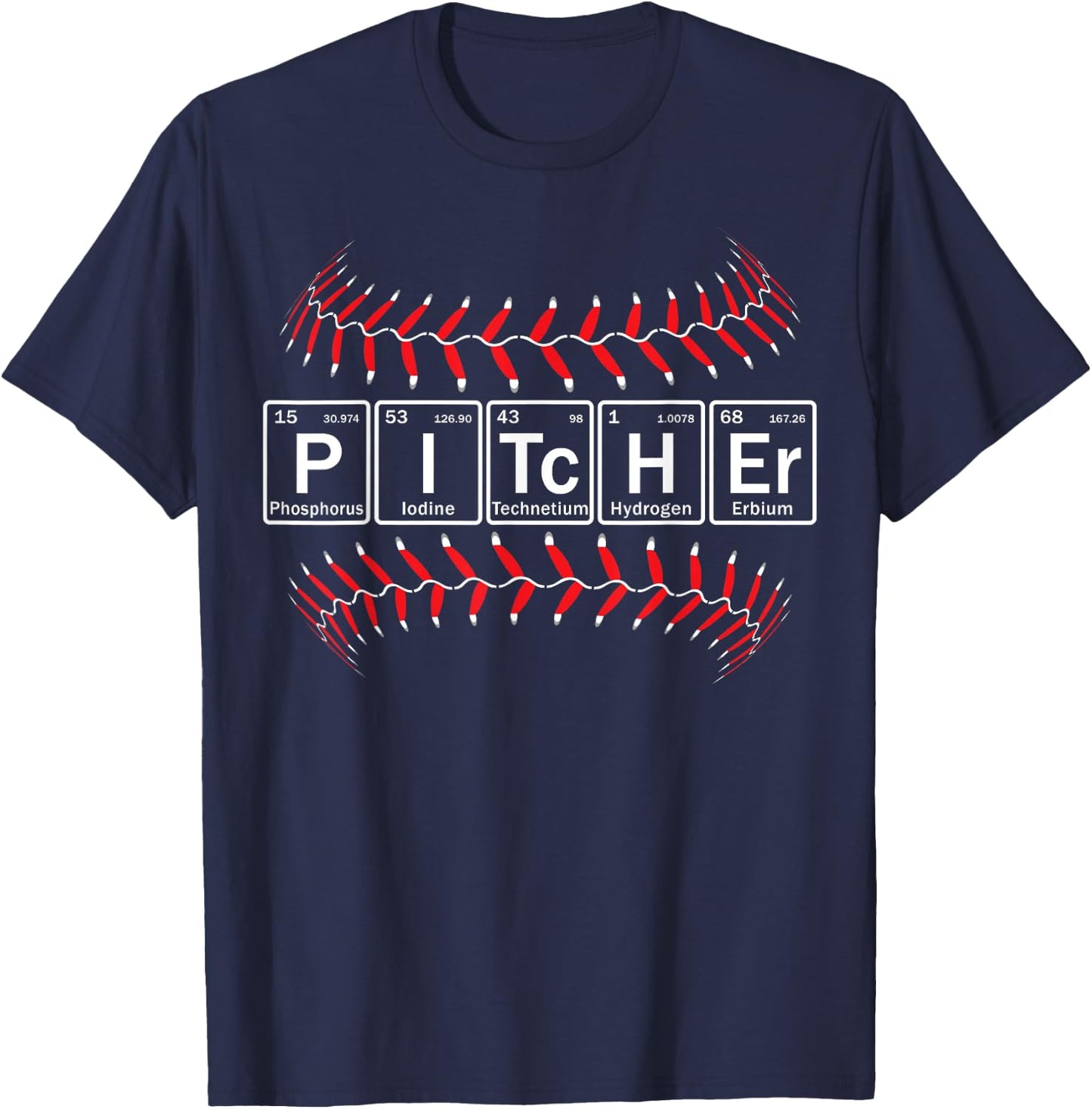 Baseball Pitcher in Periodic Table Elements T-Shirt - T-Shirt | Navy