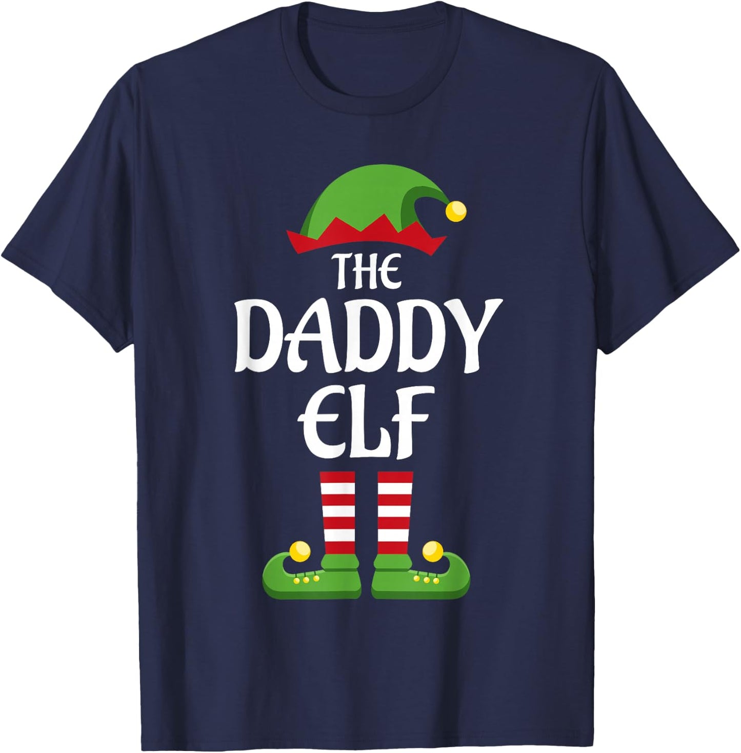 Daddy Elf Family Matching Group Christmas Dad T-Shirt - T-Shirt | Navy