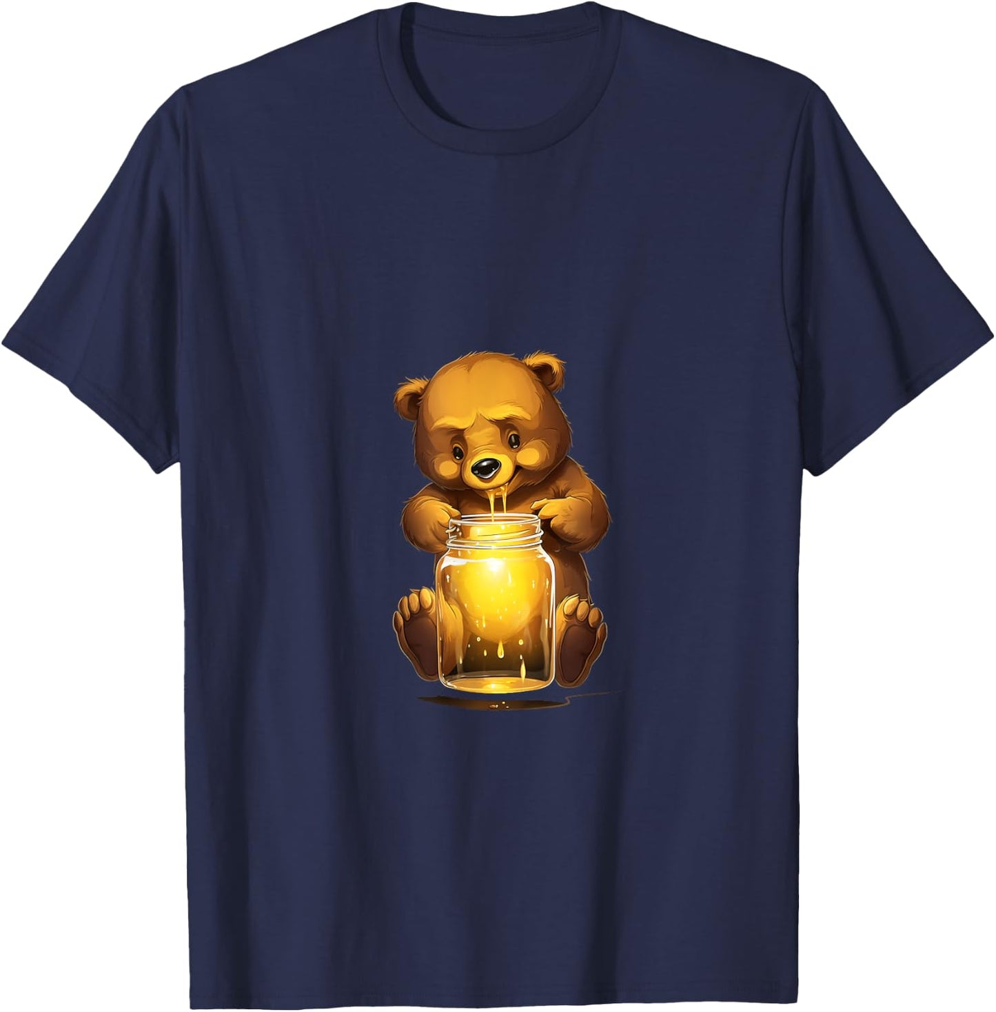 Bear Honey Jar Grizzly Kawaii T-Shirt - T-Shirt | Navy