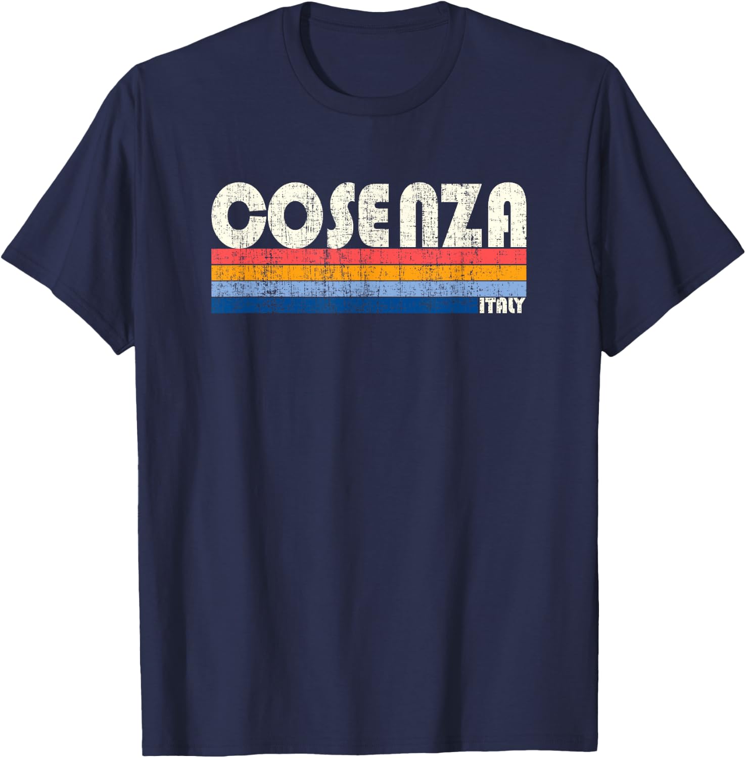 Cosenza, Italy Retro 70s 80s Style T-Shirt - T-Shirt | Navy