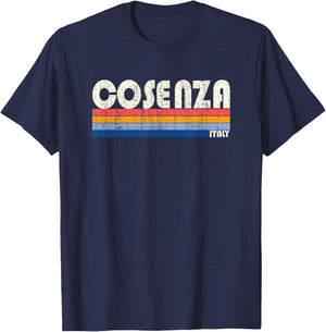 Cosenza, Italy Retro 70s 80s Style T-Shirt - T-Shirt | Navy