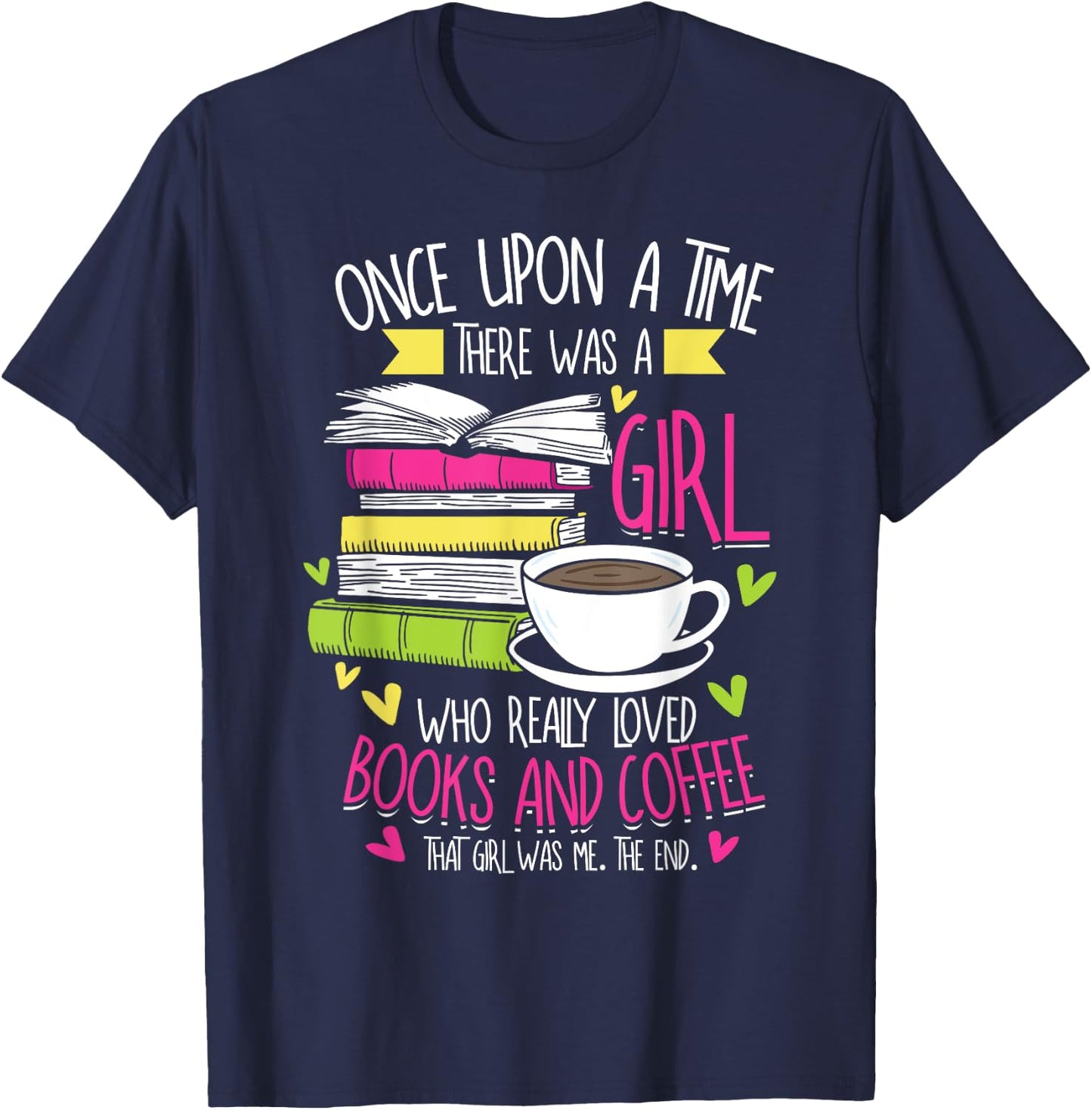 Book Lover & Coffee Reader Reading Quote Women & Girls T-Shirt - T-Shirt | Navy