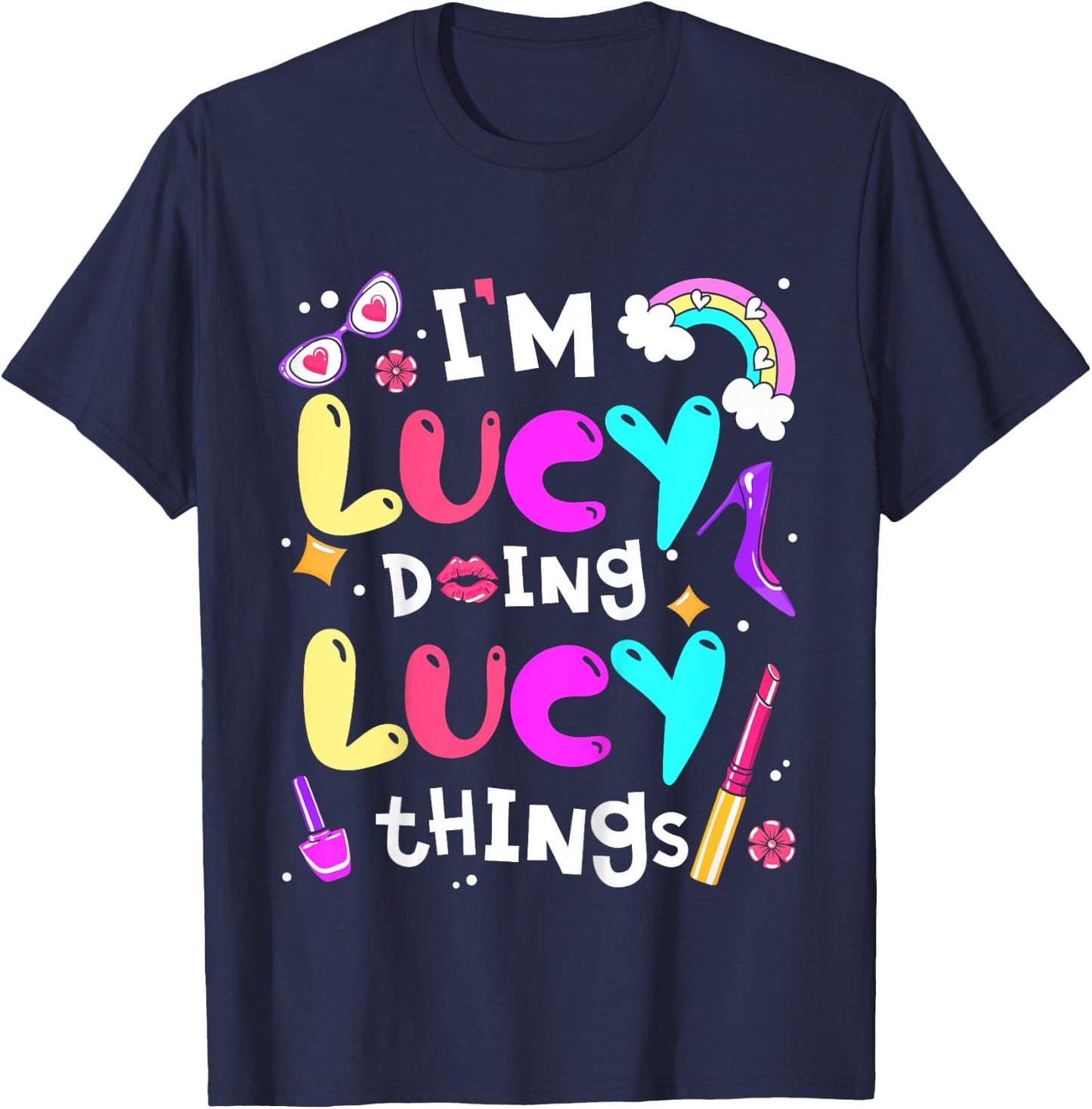 Kids I'm Lucy Doing Lucy Things Cute Girls Personalized Name T-Shirt - T-Shirt | Navy