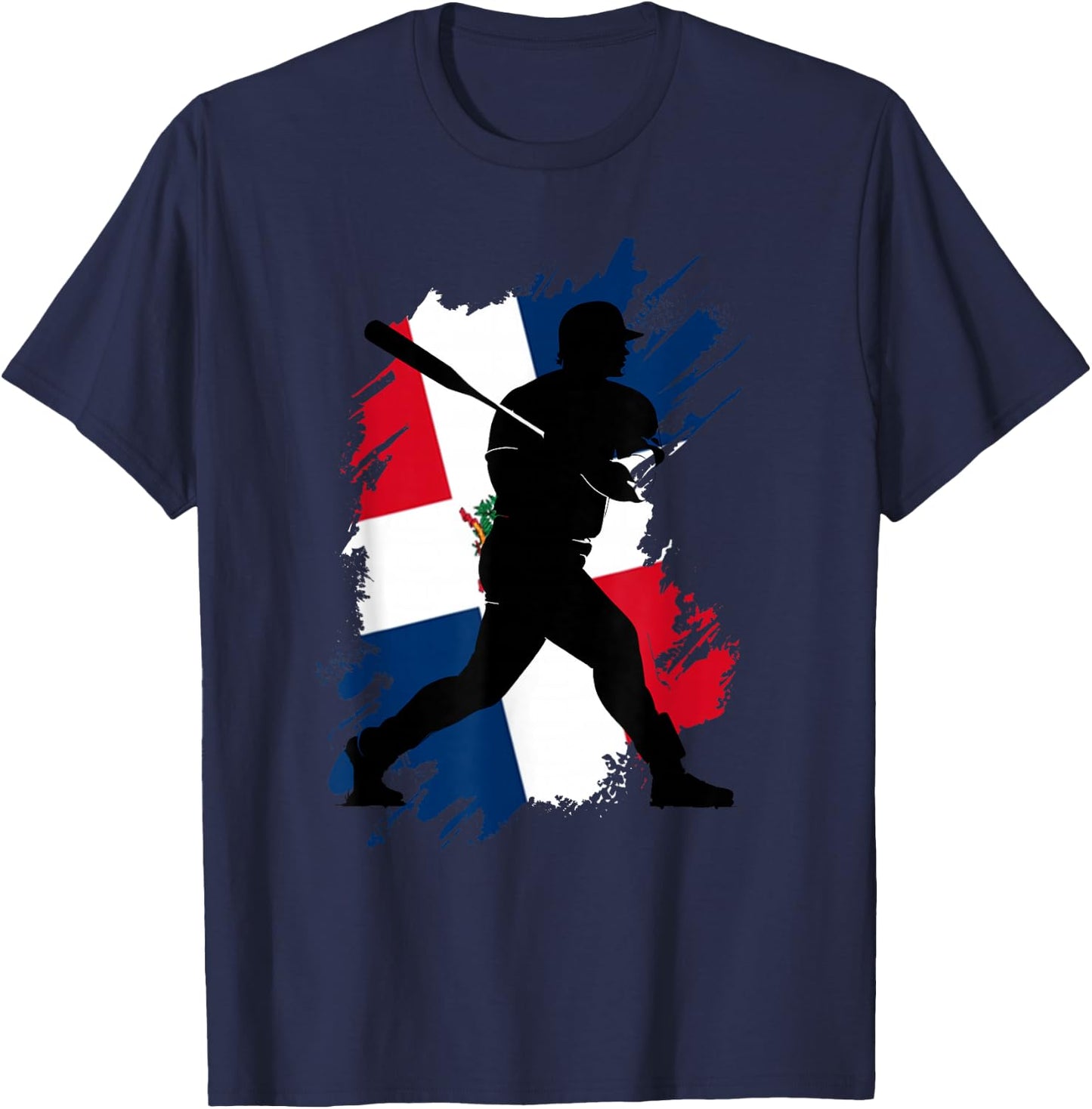 Dominican Republic Flag Baseball Player Sports T-Shirt - T-Shirt | Navy