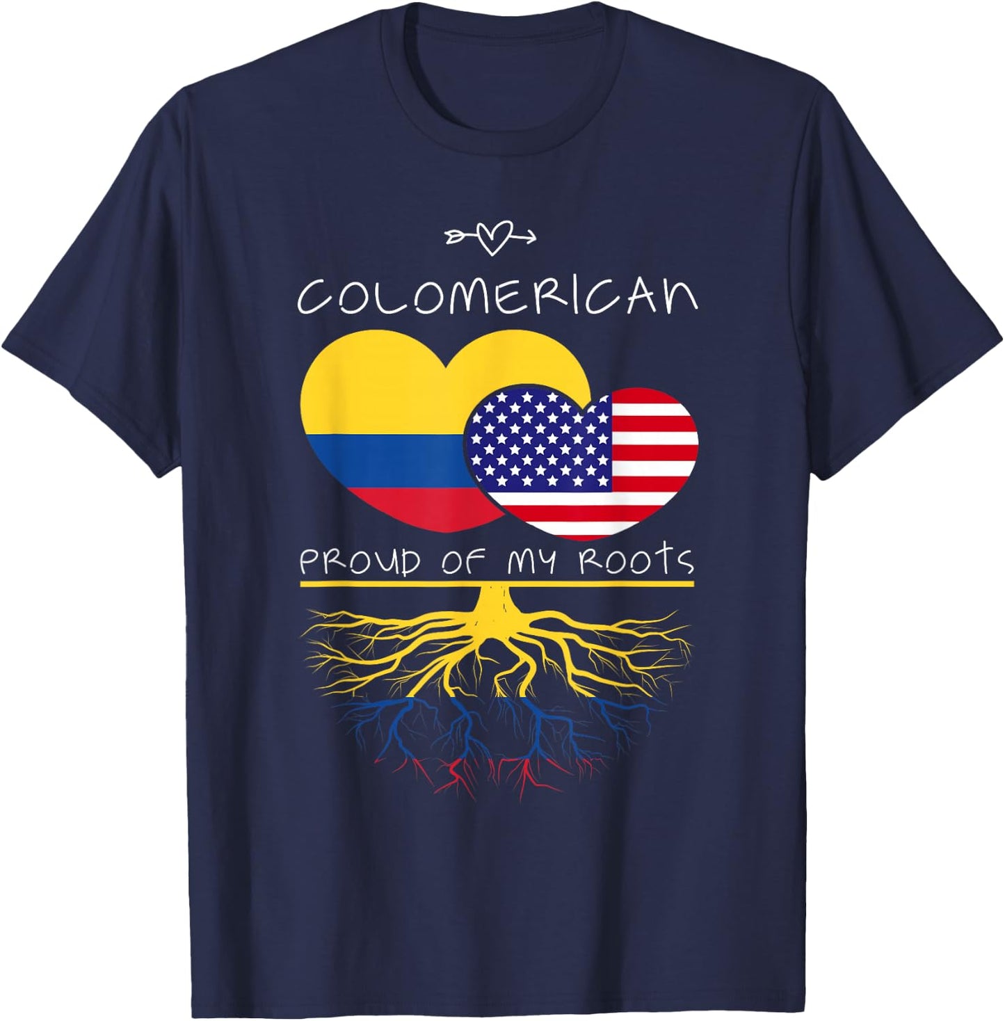 Colombia USA Proud Of Both Countries Colomerican T-Shirt - T-Shirt | Navy