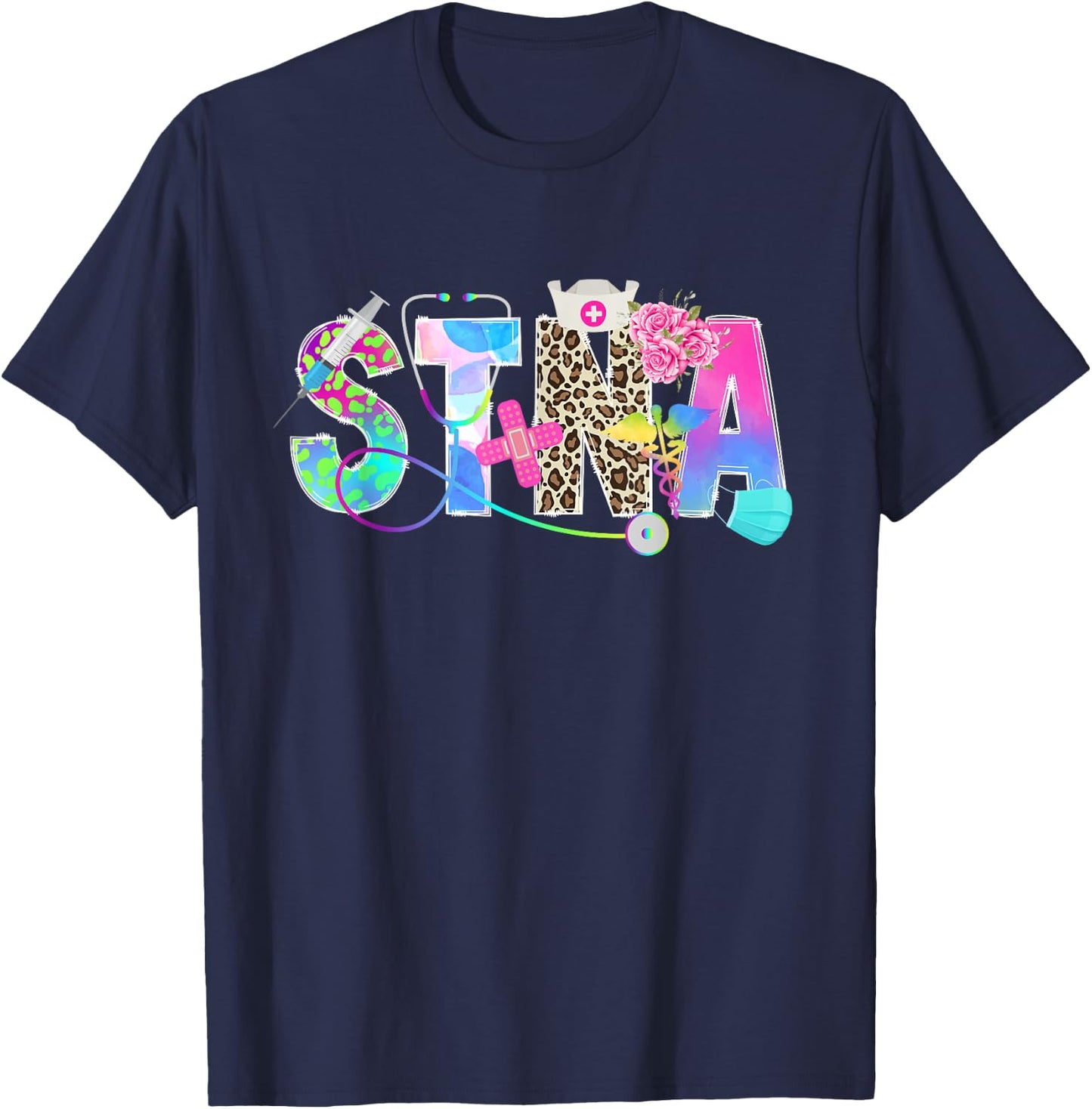STNA State Tested Nursing Assistant Cute STNA Nurse T-Shirt - T-Shirt | Navy