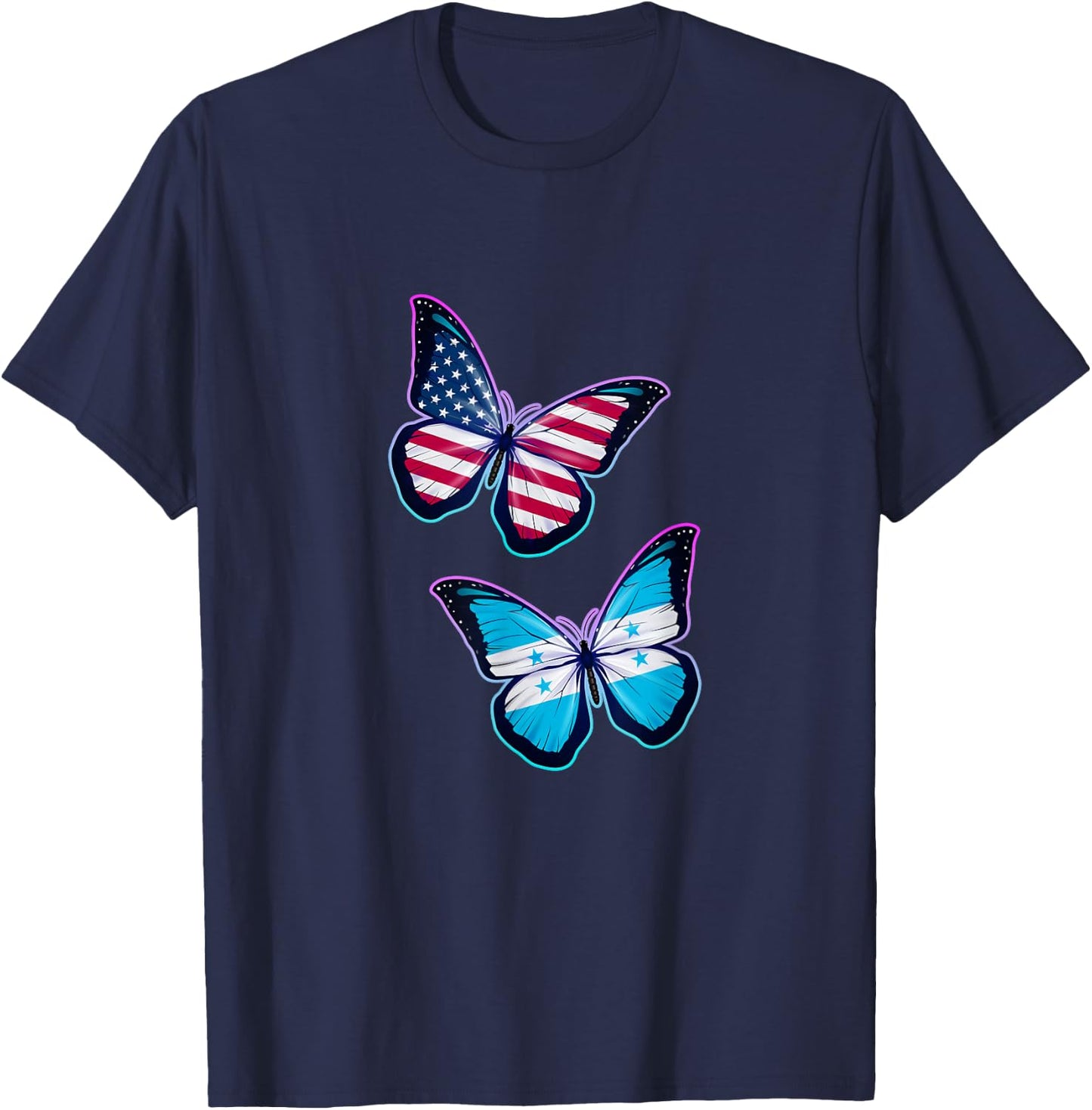 Honduras and the USA bicultural roots. Butterfly version T-Shirt - T-Shirt | Navy