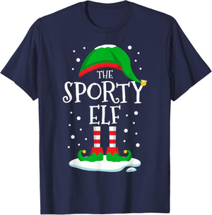 The Sporty Elf Christmas Family Matching Xmas Group Funny T-Shirt - T-Shirt | Navy