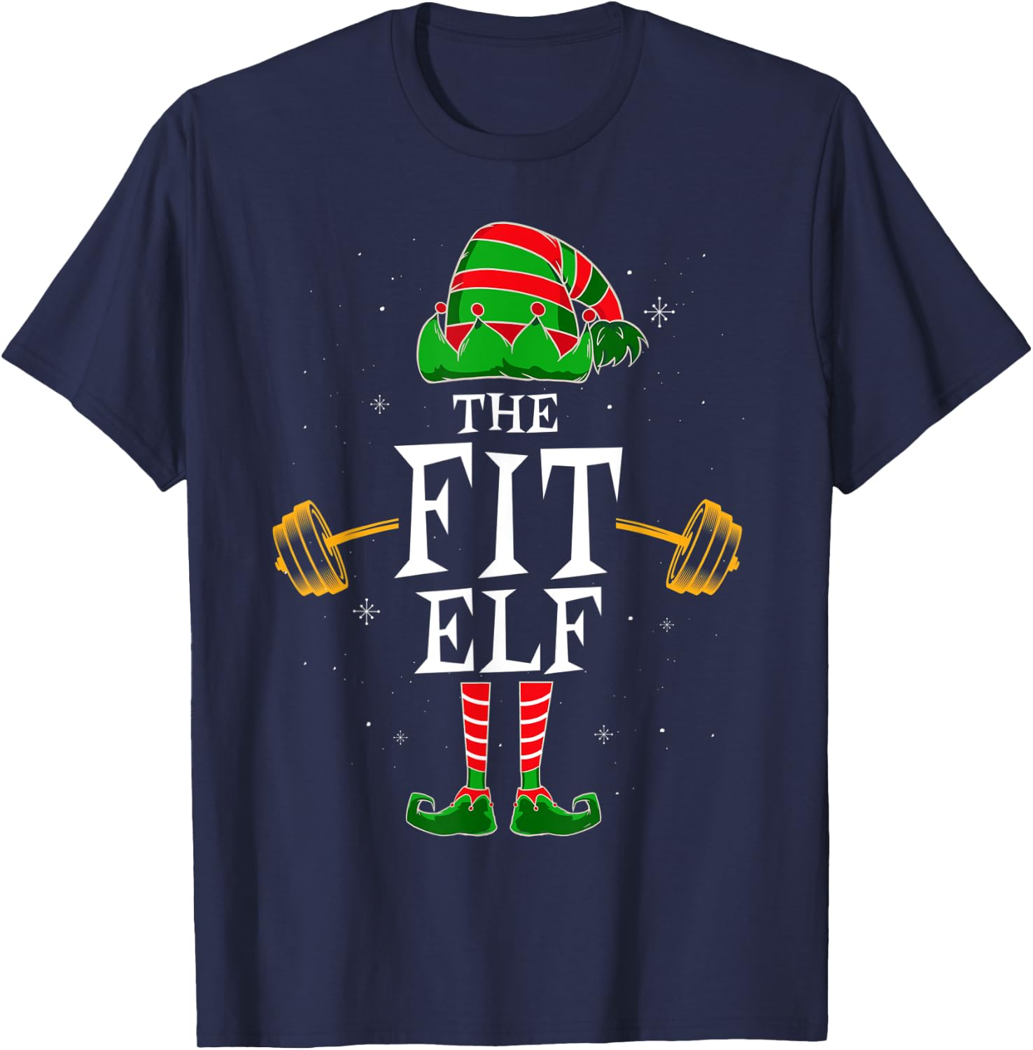 Fit Elf Group Matching Family Christmas Gym Fitness T-Shirt - T-Shirt | Navy
