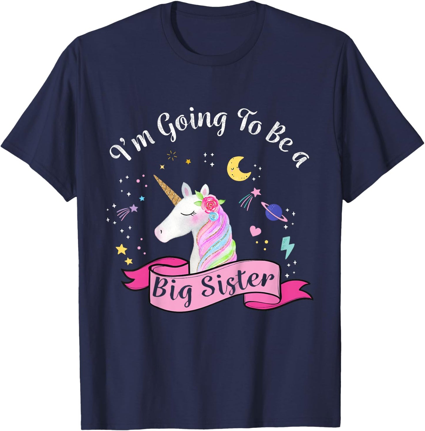 Big Sister Unicorn Shirt I'm Going to be a Big Sister T-Shirt - T-Shirt | Navy