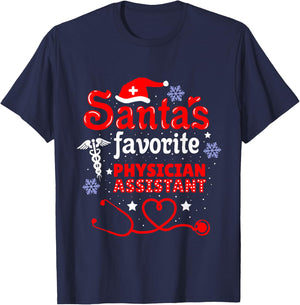 Santas Favorite Physician Assistant Christmas T-Shirt - T-Shirt | Navy