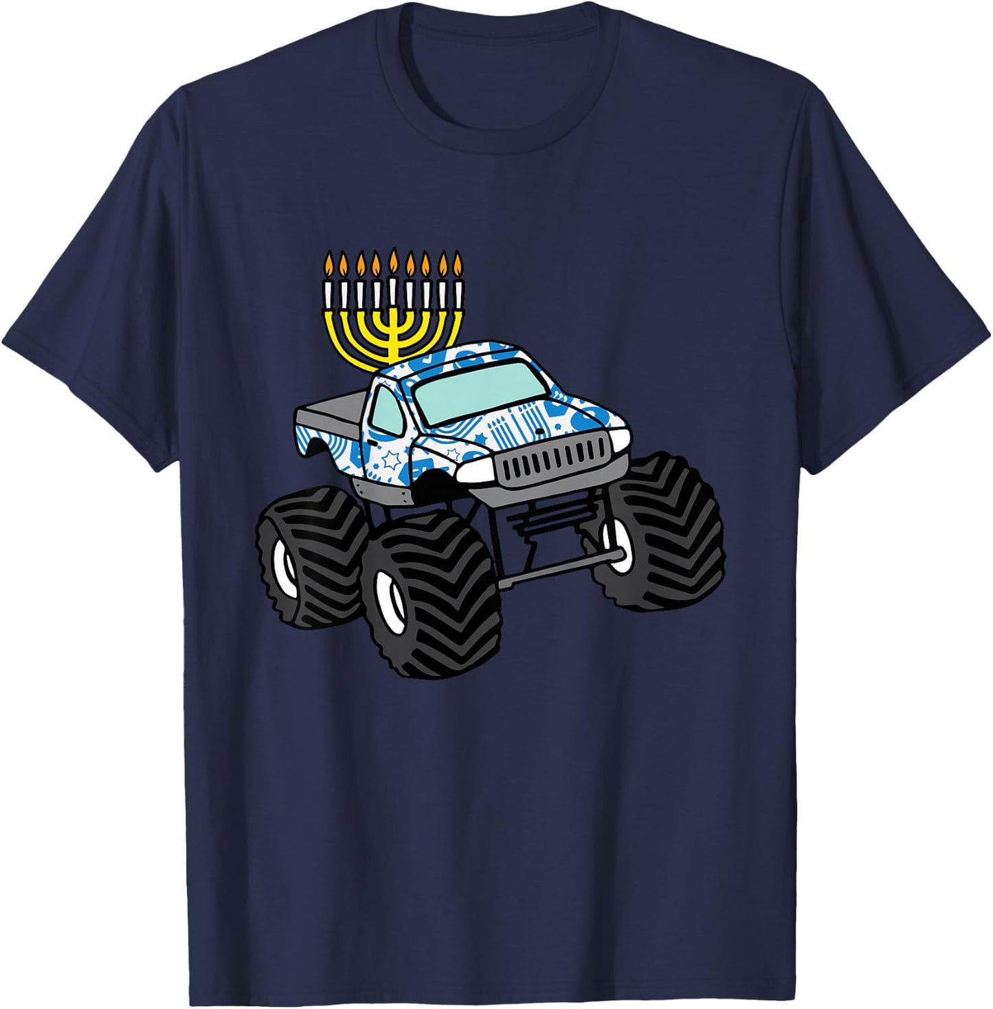 Kids Hanukkah Monster Truck Chanukah Jew Boys Kids Toddler Youth T-Shirt - T-Shirt | Navy
