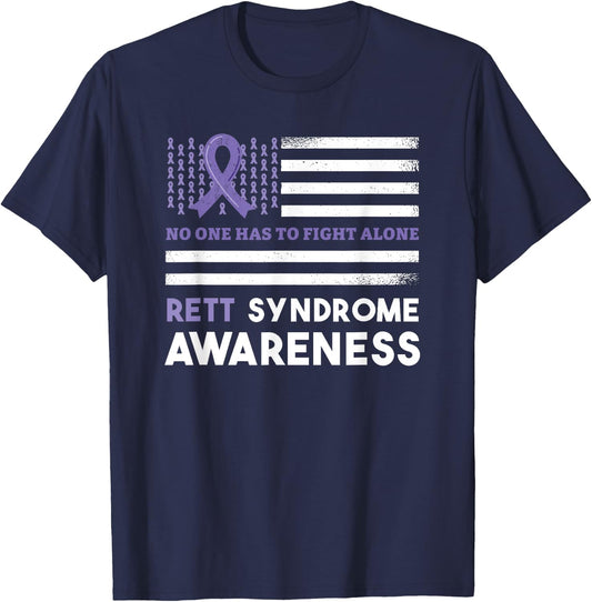 Rett Syndrome Awareness Butterfly Ribbon Purple Support T-Shirt - T-Shirt | Navy