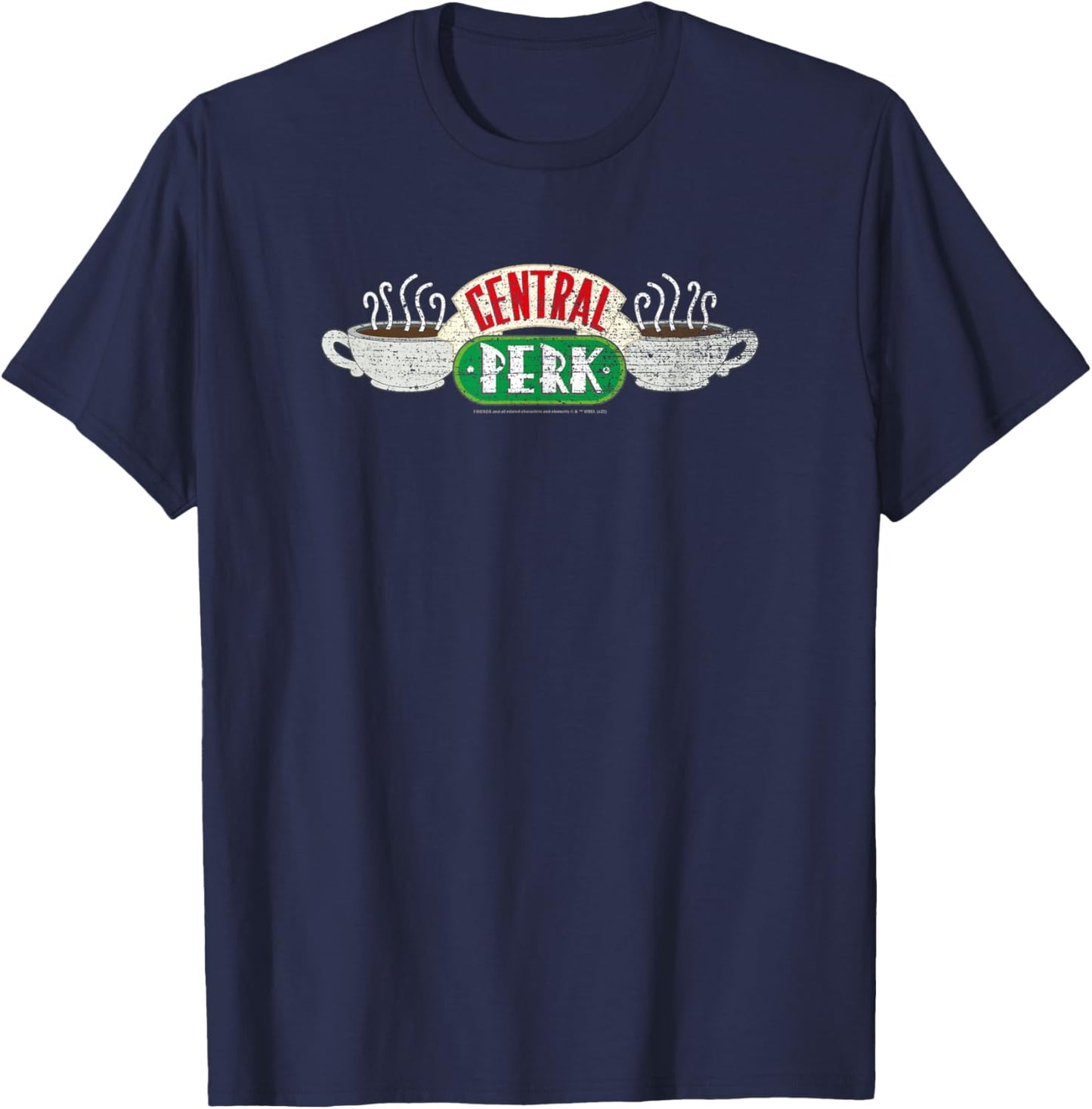 Friends Vintage Central Perk on Black T-Shirt - T-Shirt | Navy