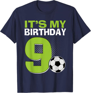 It's My 9th Birthday Boy Soccer Football 9 Years Old T-Shirt - T-Shirt | Navy