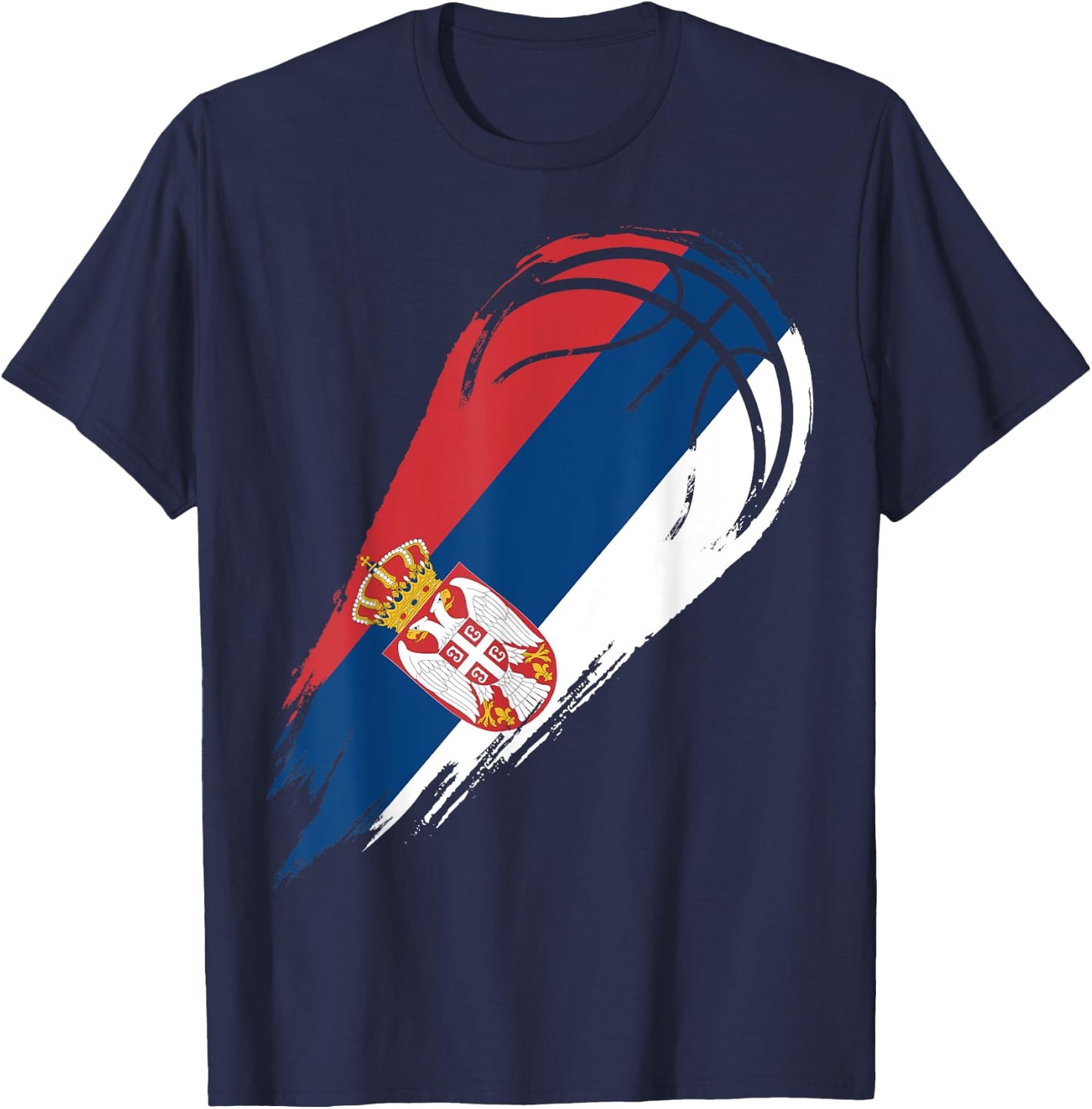 Basketball with flag of Patriotic Serbia T-Shirt - T-Shirt | Navy