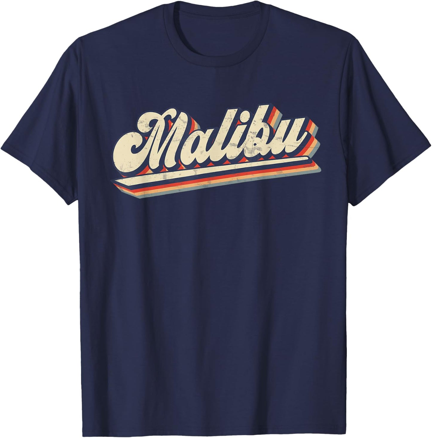 Retro Malibu Beach California Saying - Surfer T-Shirt - T-Shirt | Navy