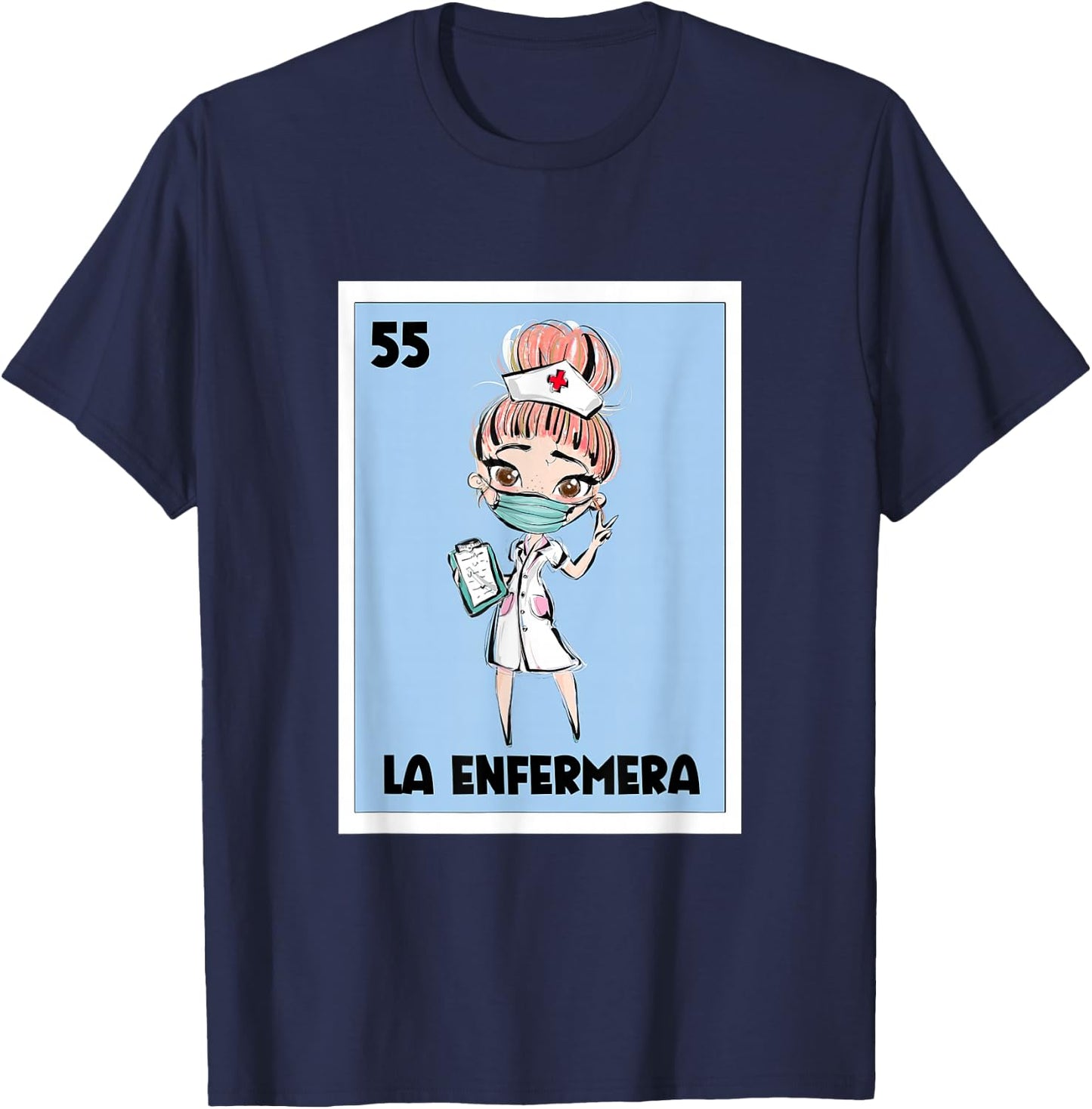 La Enfermera Mexican Bingo Card The Nurse Nursing Spanish T-Shirt - T-Shirt | Navy
