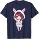 Anime Girl With Bunny Kawaii Easter Japanese Otaku Girl T-Shirt - T-Shirt | Navy