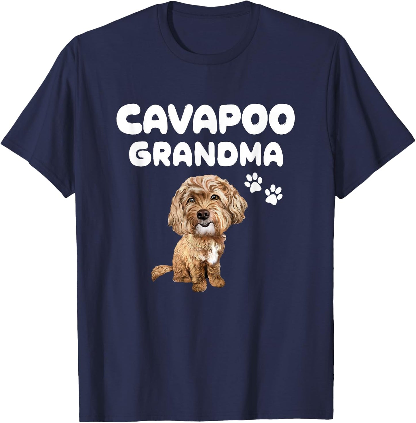 Cavapoo Grandma. Red Cavapoo Dog Puppy and Paws Women T-Shirt - T-Shirt | Navy