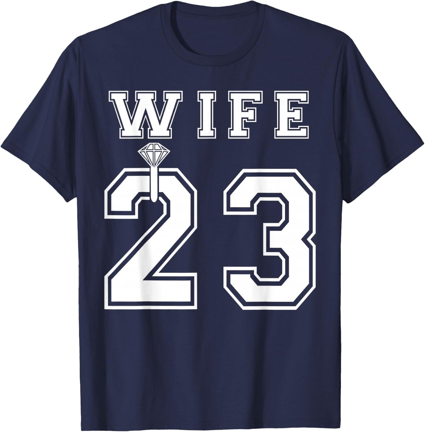 Wife Husband Matching 2023 Engagement Party Honeymoon T-Shirt - T-Shirt | Navy