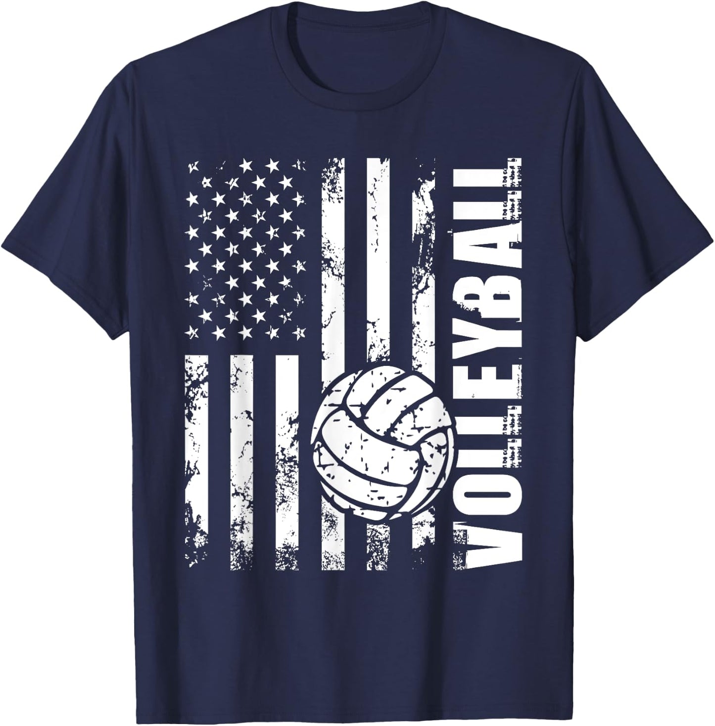 Beach Volleyball - USA American Flag Setters Players Coach T-Shirt - T-Shirt | Navy