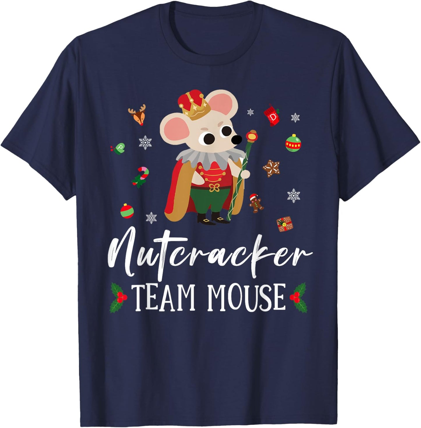 Funny Nutcracker Soldier Toy Christmas Dance Team Mouse Crew T-Shirt - T-Shirt | Navy