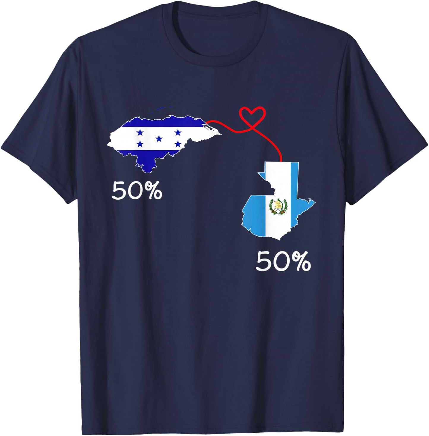 Half Honduran Half Guatemalan Flag Map Guatemala Honduras T-Shirt - T-Shirt | Navy