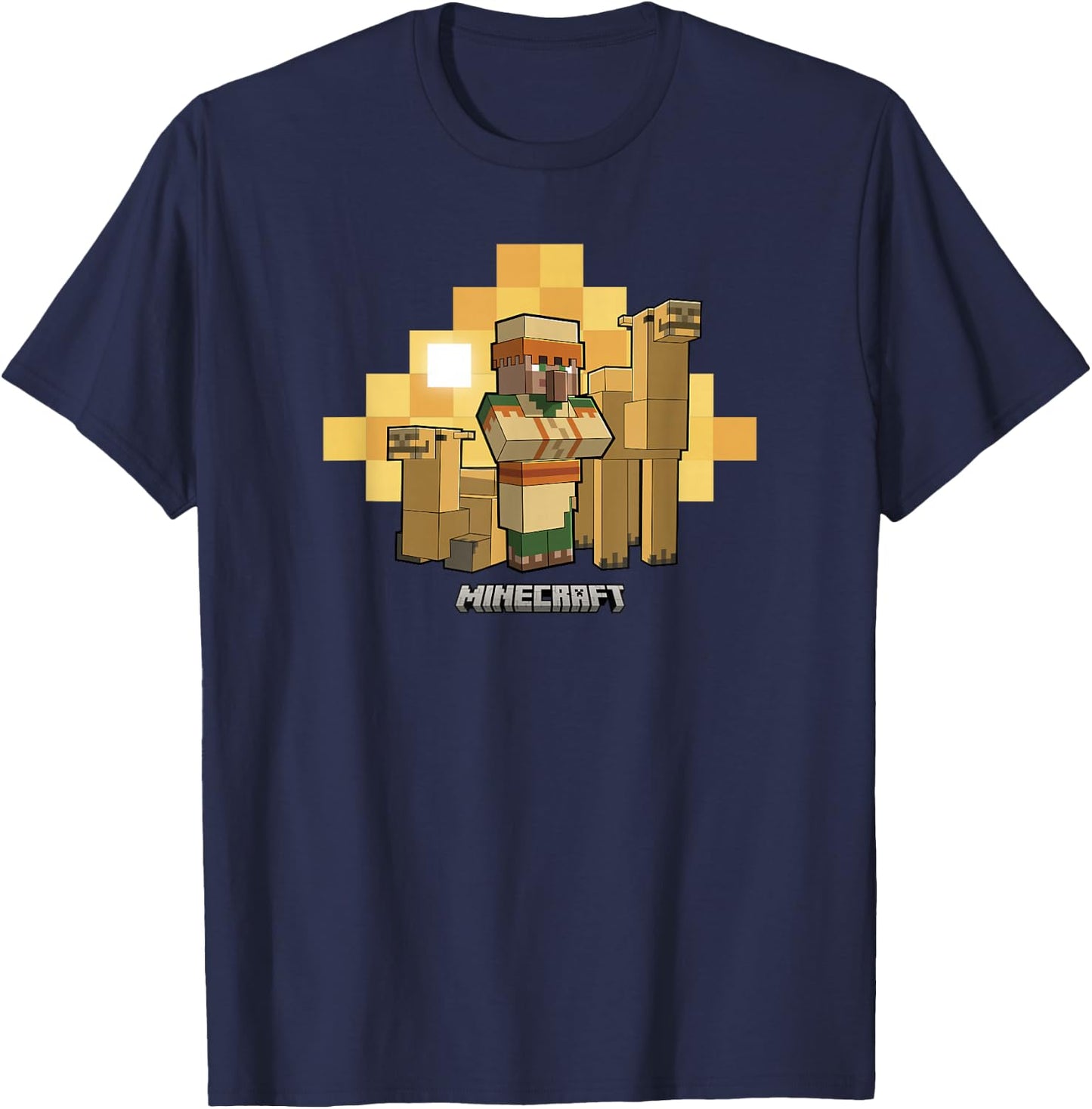Minecraft Vanilla Villager & Camels Desert Portrait T-Shirt - T-Shirt | Navy
