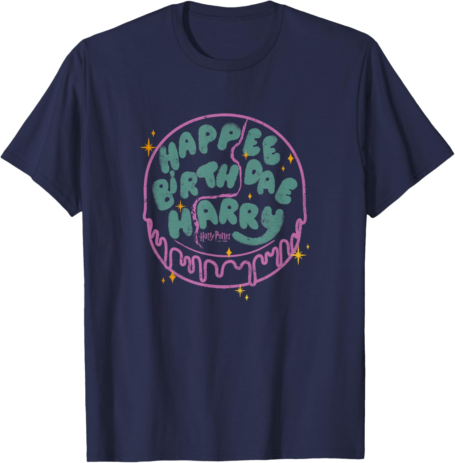 Harry Potter Birthday Happee Birthdae Harry Cake Retro T-Shirt - T-Shirt | Navy
