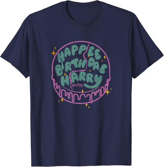 Harry Potter Birthday Happee Birthdae Harry Cake Retro T-Shirt - T-Shirt | Navy