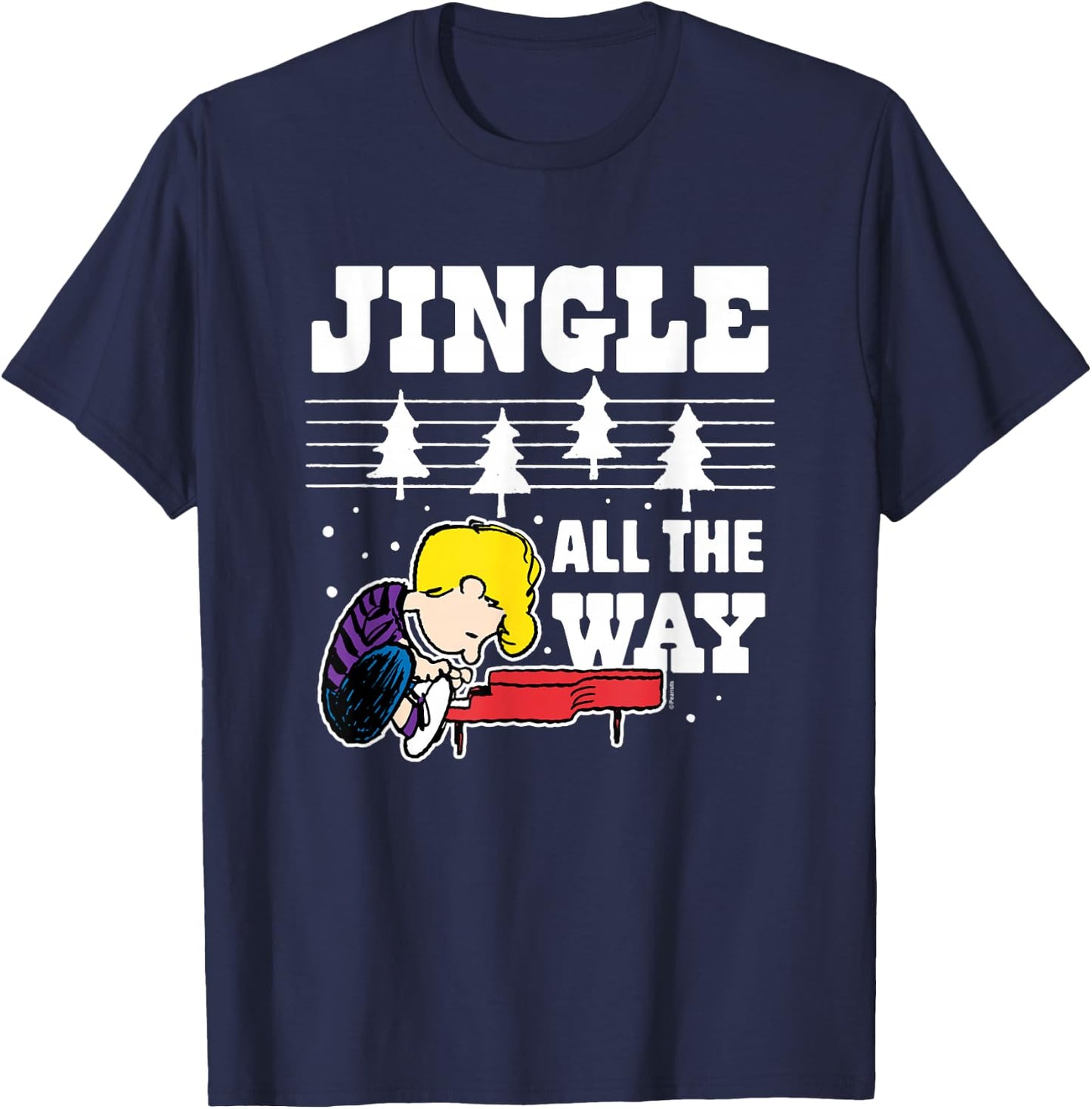 Peanuts - Schroeder Christmas Piano Jingle All The Way T-Shirt - T-Shirt | Navy