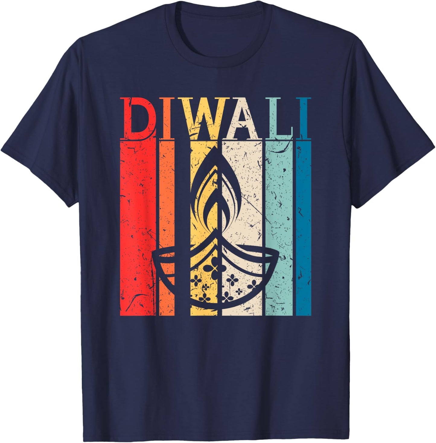 Deepavali Retro Diwali Festival of Light T-Shirt - T-Shirt | Navy