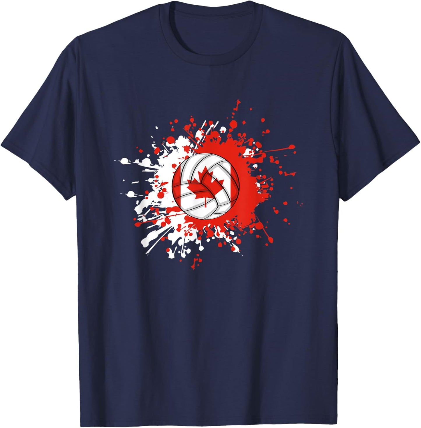 Canadian Volleyball With The Flag Of Canada T-Shirt - T-Shirt | Navy