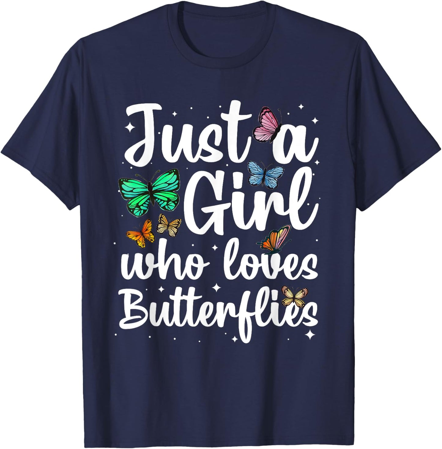 Cute Butterfly Art Girls Monarch Butterfly Lovers T-Shirt - T-Shirt | Navy