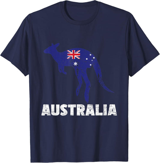 Mother And Baby Kangaroo - Marsupial Australia Animal Lover T-Shirt - T-Shirt | Navy