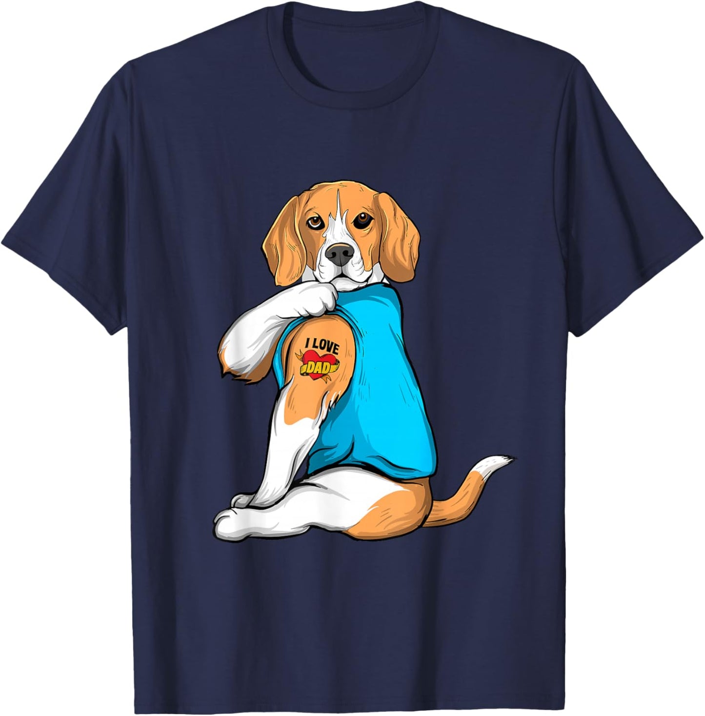 I Love Dad - Beagle Dog Owner Animal Breeder Puppy Lover Women Kids T-Shirt - T-Shirt | Navy