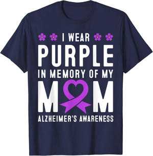 I Wear Purple In Memory Of My Mom Alzheimer's Awareness Day T-Shirt - T-Shirt | Navy