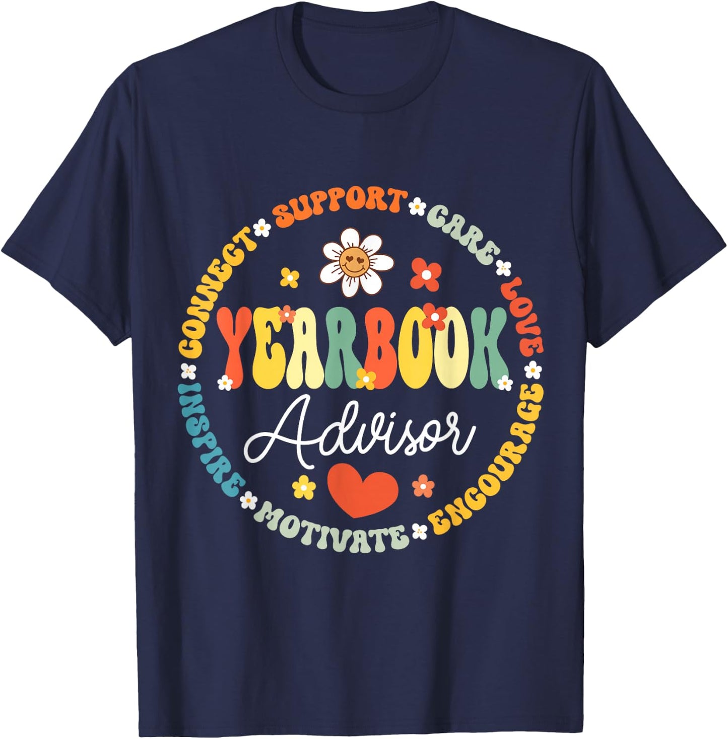 Groovy Yearbook Advisor Literary Club School Publication T-Shirt - T-Shirt | Navy