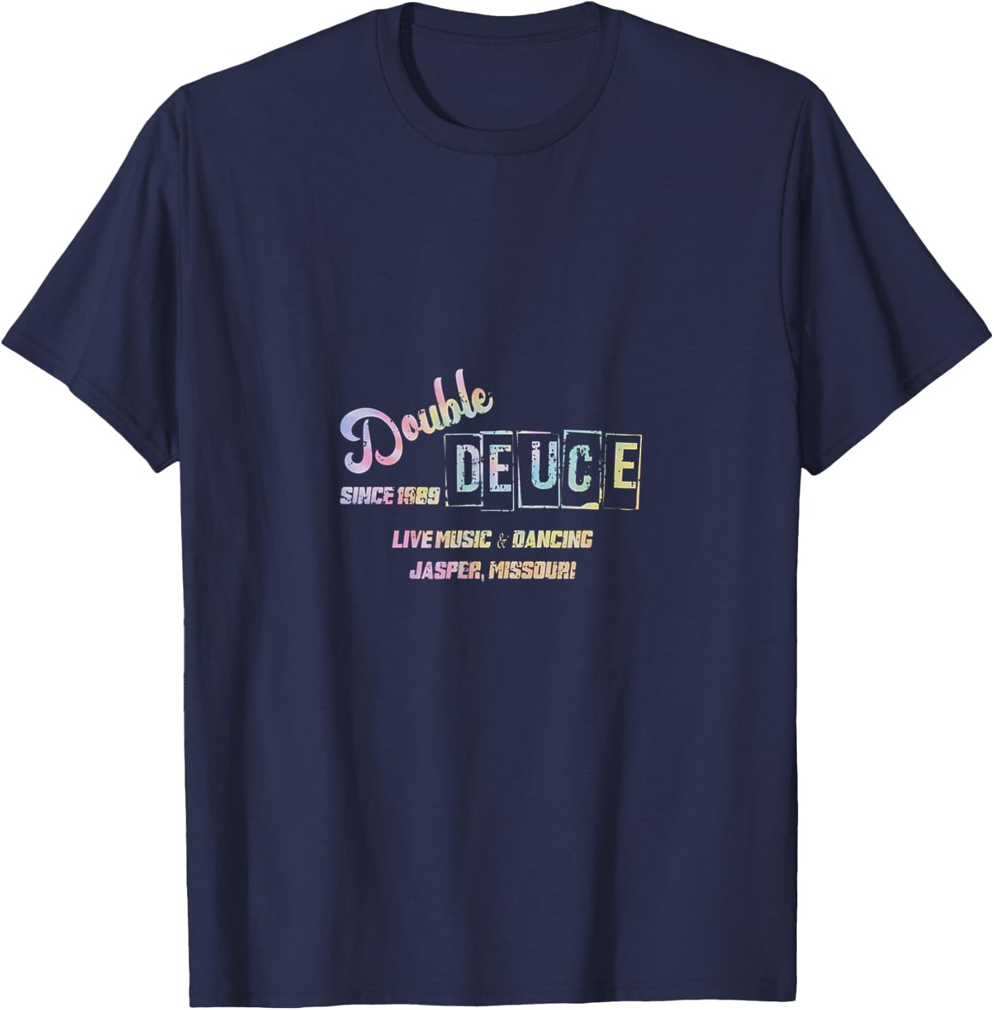 Retro 80s Double Deuce Roadhouse Tie Dye T-Shirt - T-Shirt | Navy