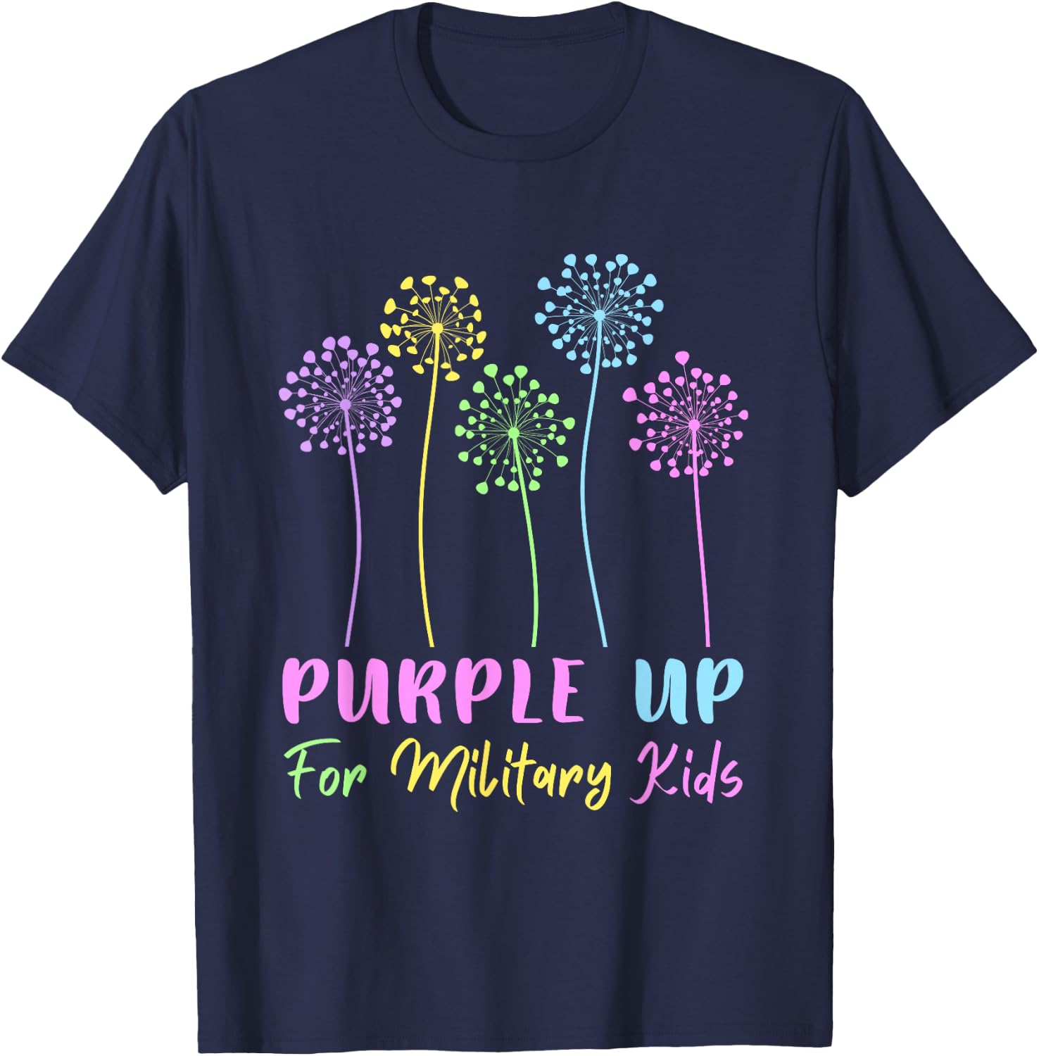 Purple up for Military Kids dandelion Month of the Military T-Shirt - T-Shirt | Navy