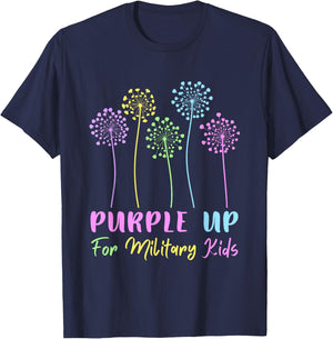Purple up for Military Kids dandelion Month of the Military T-Shirt - T-Shirt | Navy