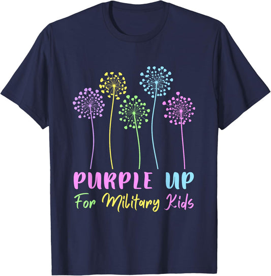 Purple up for Military Kids dandelion Month of the Military T-Shirt - T-Shirt | Navy