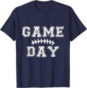 Game Day Football Season Black T-Shirt - T-Shirt | Navy