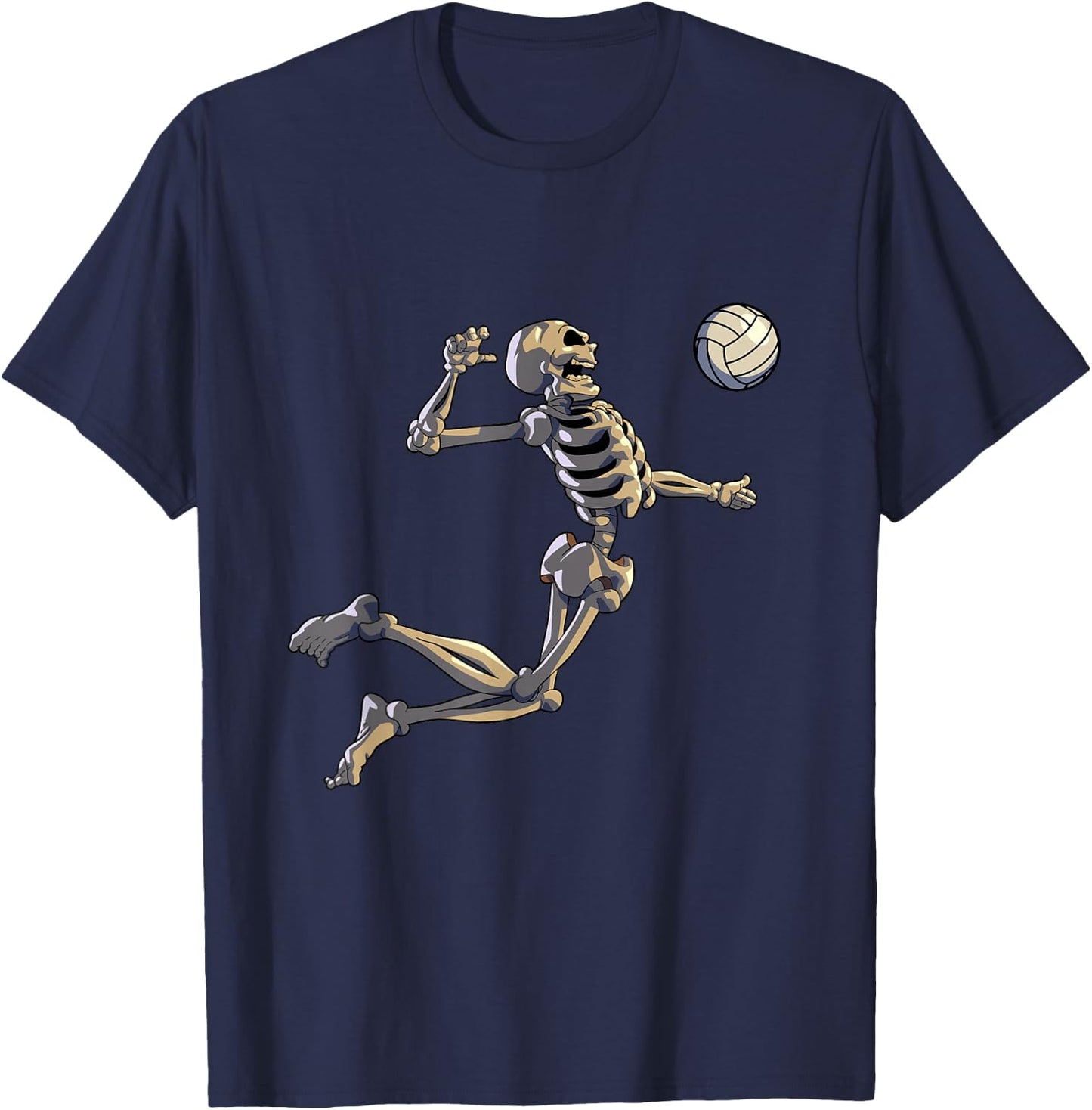 Volleyball Skeleton Women Men Volleyball Player Halloween T-Shirt - T-Shirt | Navy