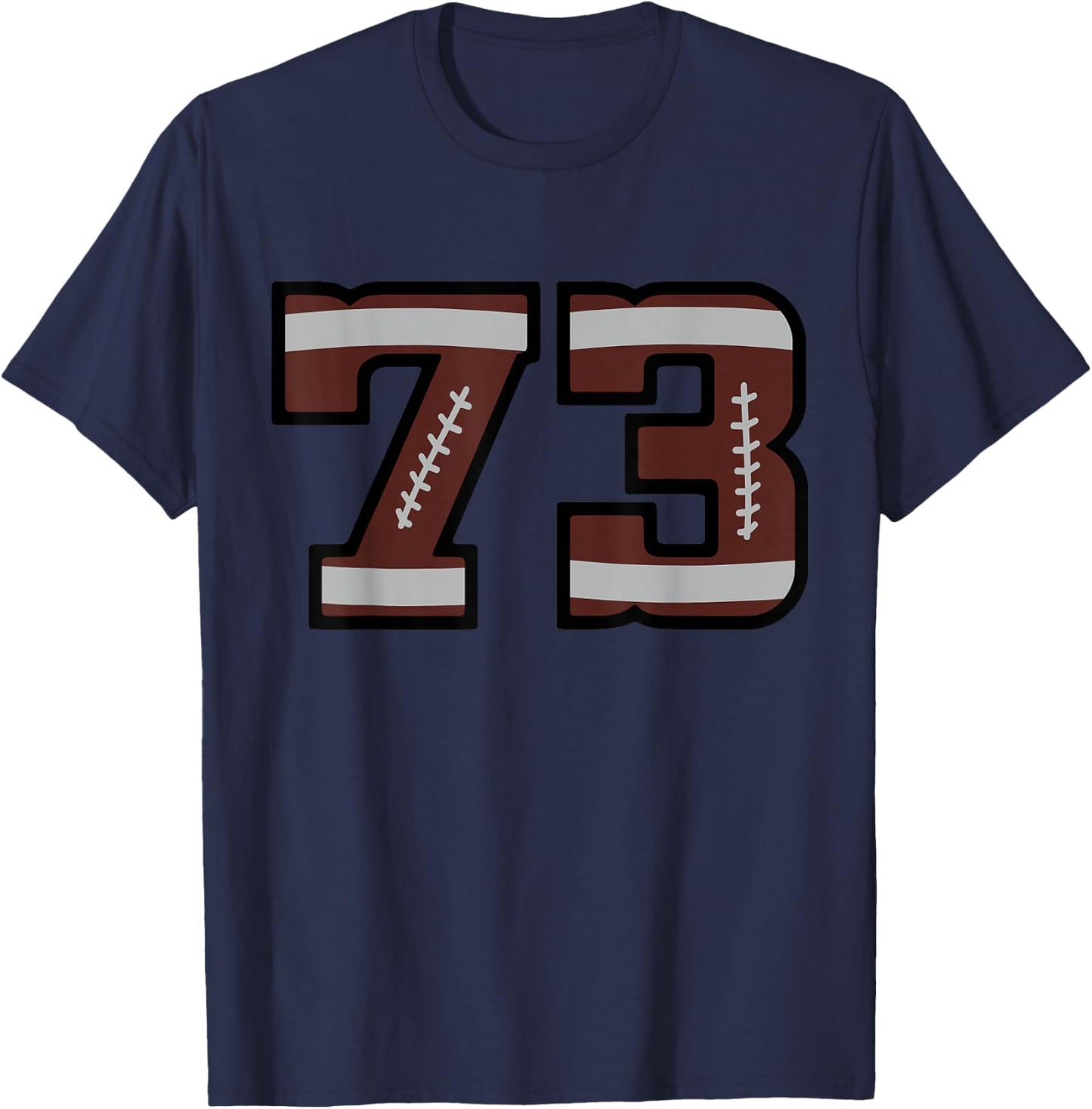 Number #73 Football Fan Number T-Shirt - T-Shirt | Navy