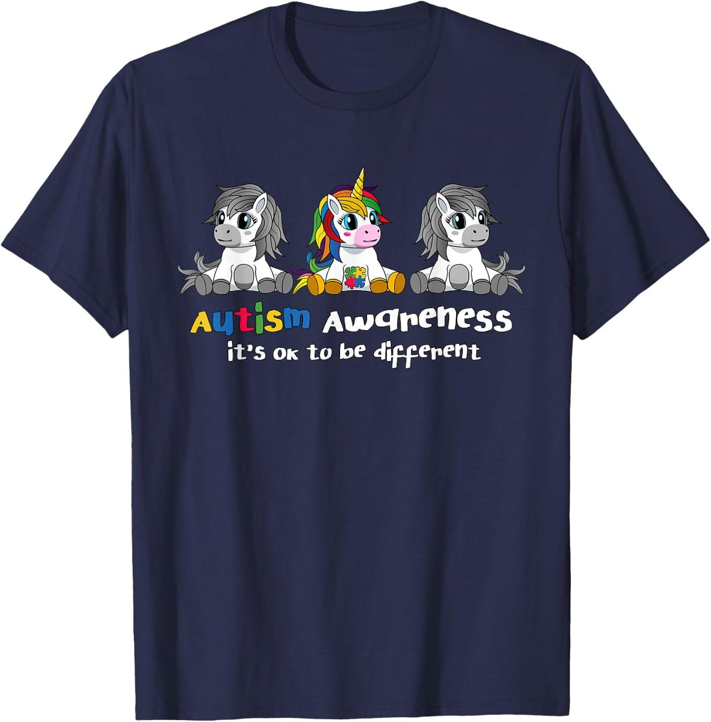Autism Awareness Shirt - It's OK To Be Different Women T-Shirt - T-Shirt | Navy